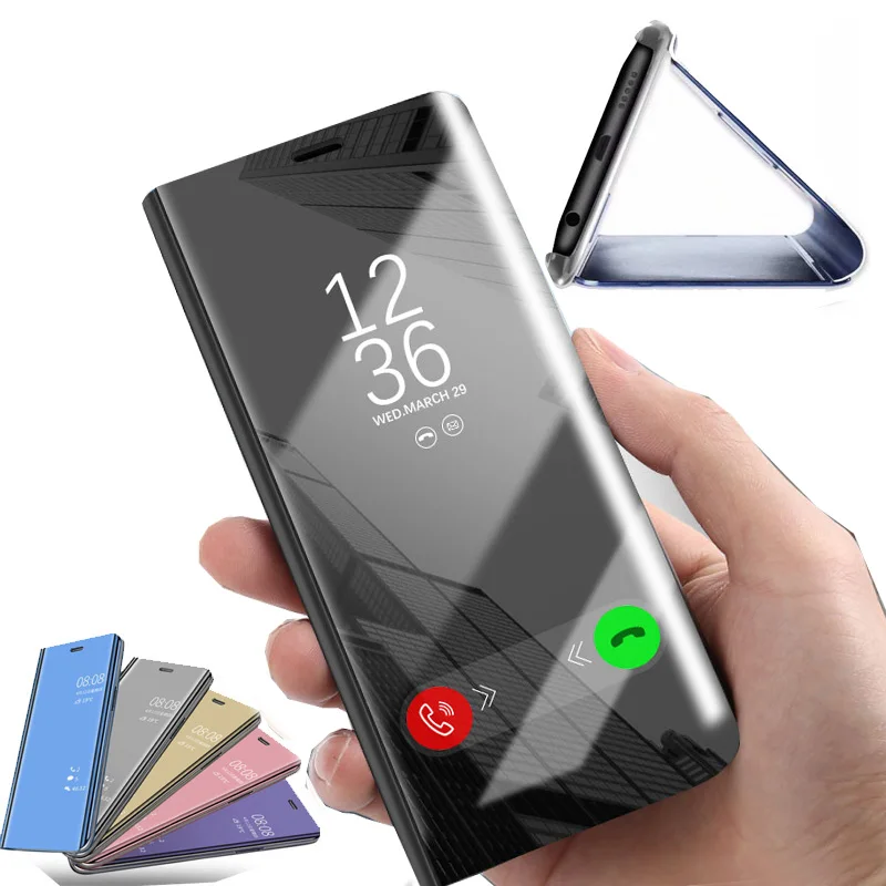 Зеркальный флип чехол для Xiaomi Mi A1 A2 Lite 8 8SE 5C Mix 2 Роскошный Fundas Xiomi Redmi 4X 5 Plus 6 6A Note4 Note