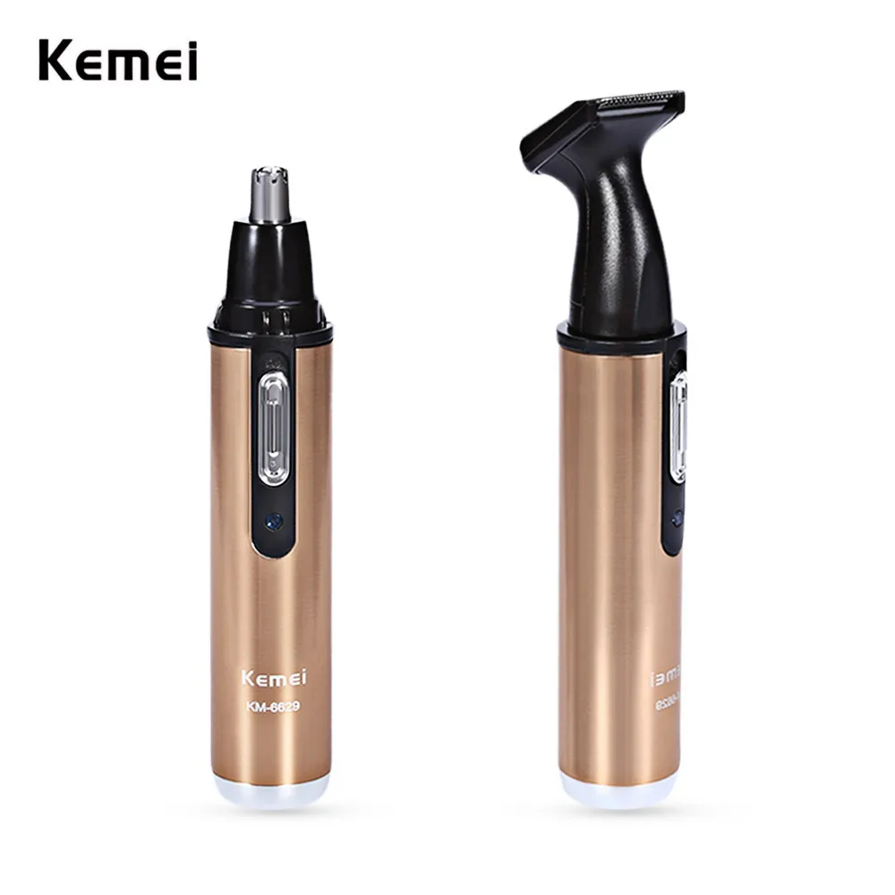 

Kemei KM-6629 2 In 1 Multifunctional Rechargeable Nose Ear Sideburns Cleaner Hair Trimmer Portable Washable Hair Removal Tool