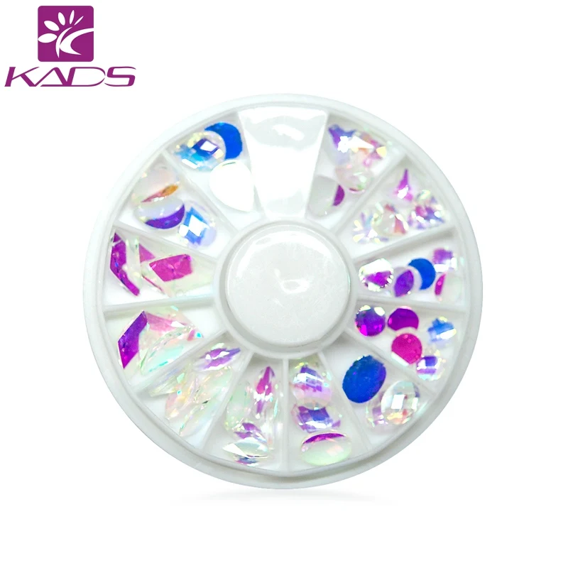 

KADS 6 Shape Design Multi-size Manicure 1 Box Colorful Shinning Nail Rhinestones Flatback Clear Rhinestone Nail Art Decoration