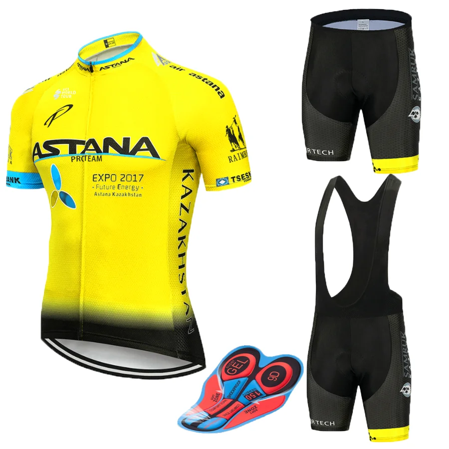 Prezzo Nuovo 2019 BLU Astana squadra di Ciclismo jersey 12D bike shorts set Quick Dry Mens vestiti Della Bicicletta squadra pro BICI Maillot culotte