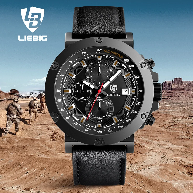 

Luxury Brand Men Sports Watches 50M Water Resistant Leather Strap Luminous Hands Quartz Wristwatches Relogio Masculino XFCS