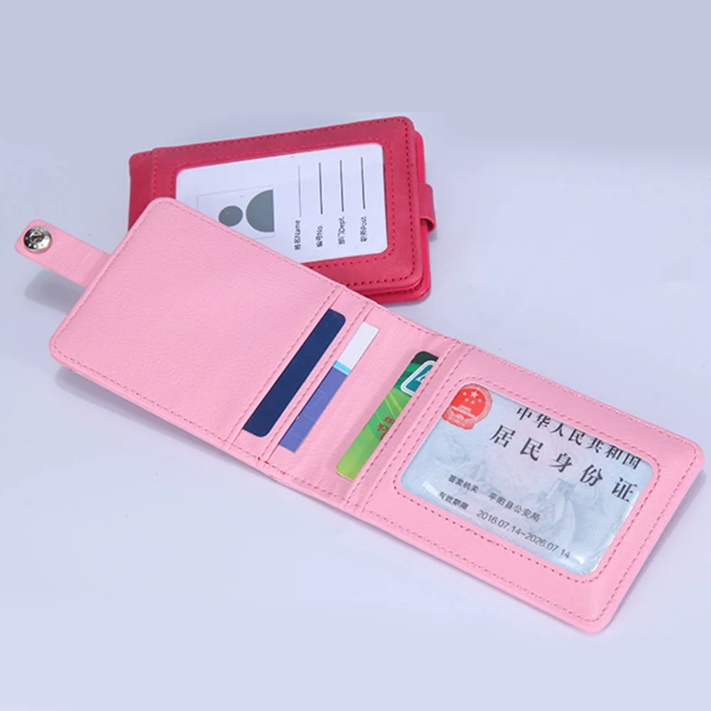 

Multi-card Double Fold Business Card Holder Neck Strap With Lanyard Staff Bus PU ID Holders Office Card Holder Cases Supplies