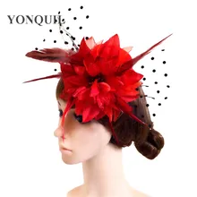 Fascinators lace flower Hats For Women Elegant Wool Felt Pillbox Hat Girls Ladies Formal Wedding Dress Hat hair accessory SYF240