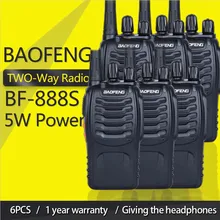 6 PCS Baofeng BF-888S Walkie Talkie 5W Handheld Pofung UHF 5W 400-470MHz 16CH baofeng bf-888s Two way radio Portable CB Radio