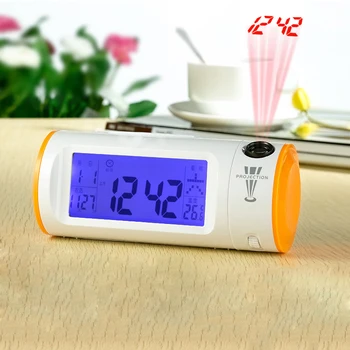 

Led Luminous Temperature Multifunctional Calendar Acoustic Control Electronic Rotate Projection Alarm Clock