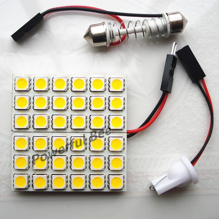 

2 x Power 5W 36SMD LED panel reading light T10/BA9S/C5W white and warm white car dome luggage compartment lights