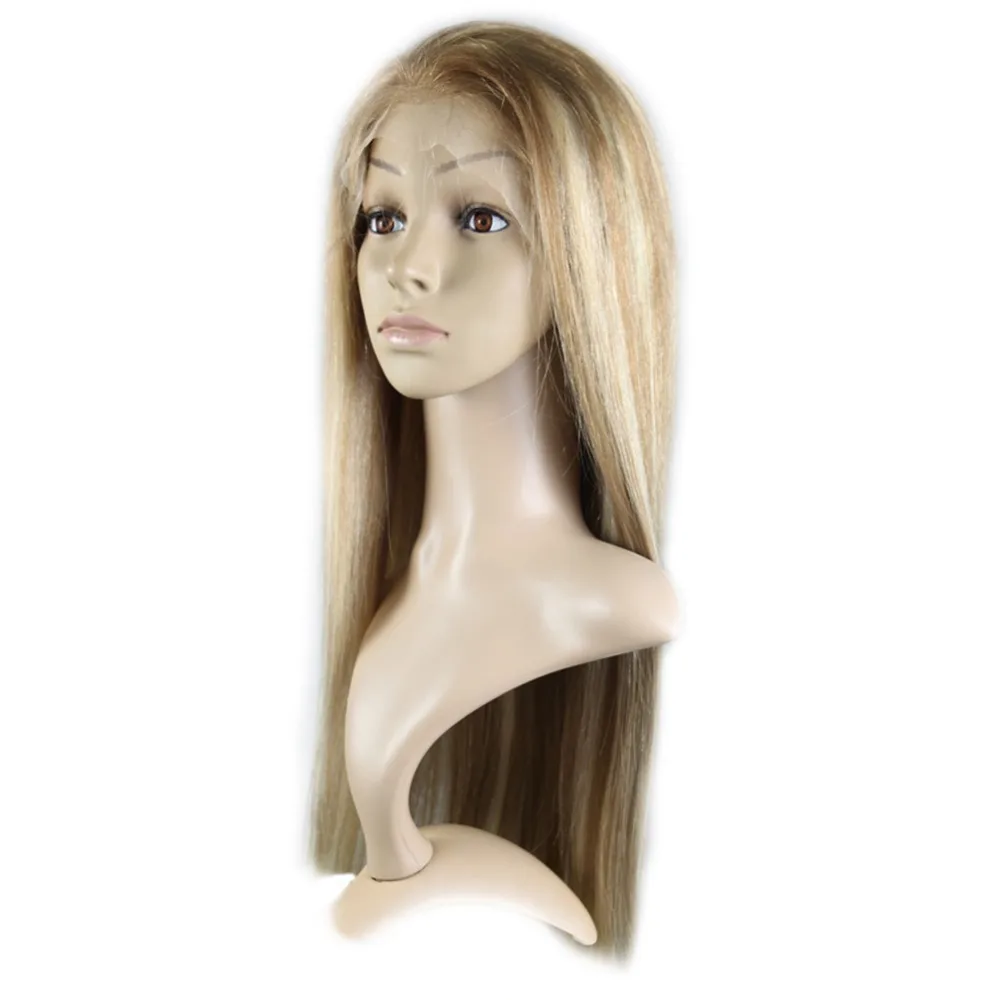 

Full Shine Lace Front Wig With Baby Hair Piano Color Dark Brown #8 to color #60 Highlight Remy Human Hair Full Head 130%Density
