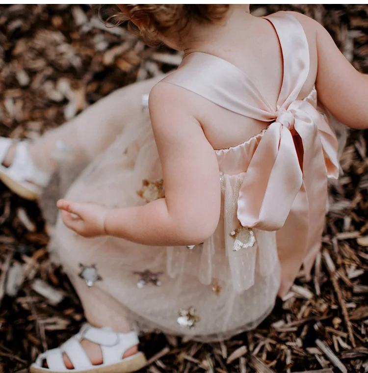 kids dresses girls dress princess dresses star lace luxury party girl twins sleeveless shoulerless