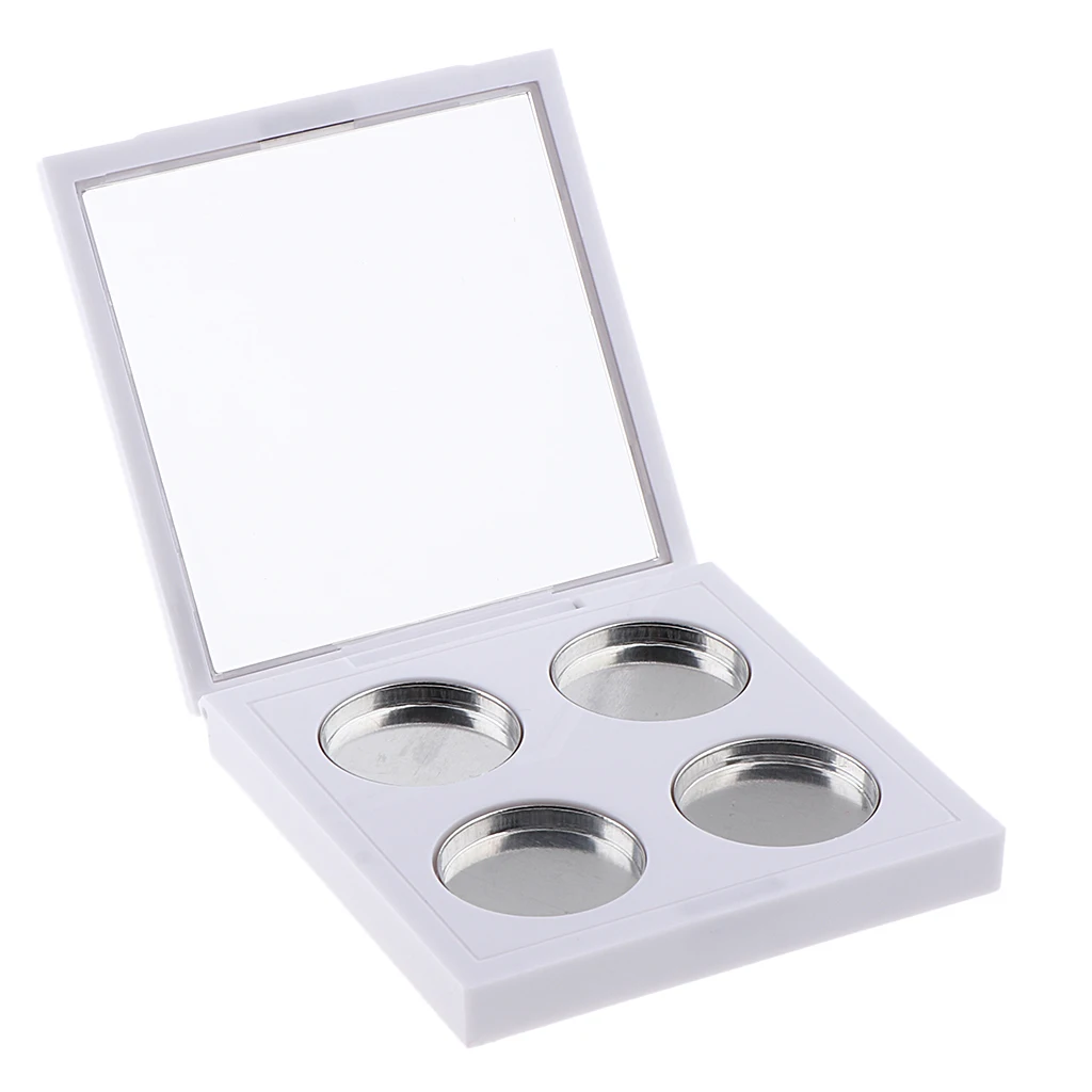 

4 Slots White Square Cosmetic Empty Eyeshadow Case Powder Blush Lipstick Makeup Case Container 26mm Diameter