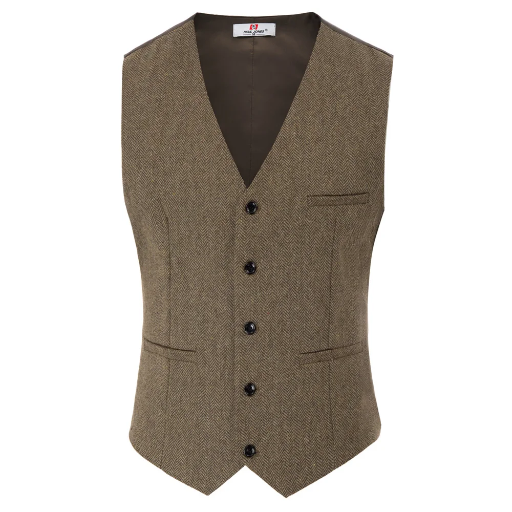  PJ Mens Slim Fit V-Neck Single-Breasted Handkerchief Hem Waistcoat S~2XL