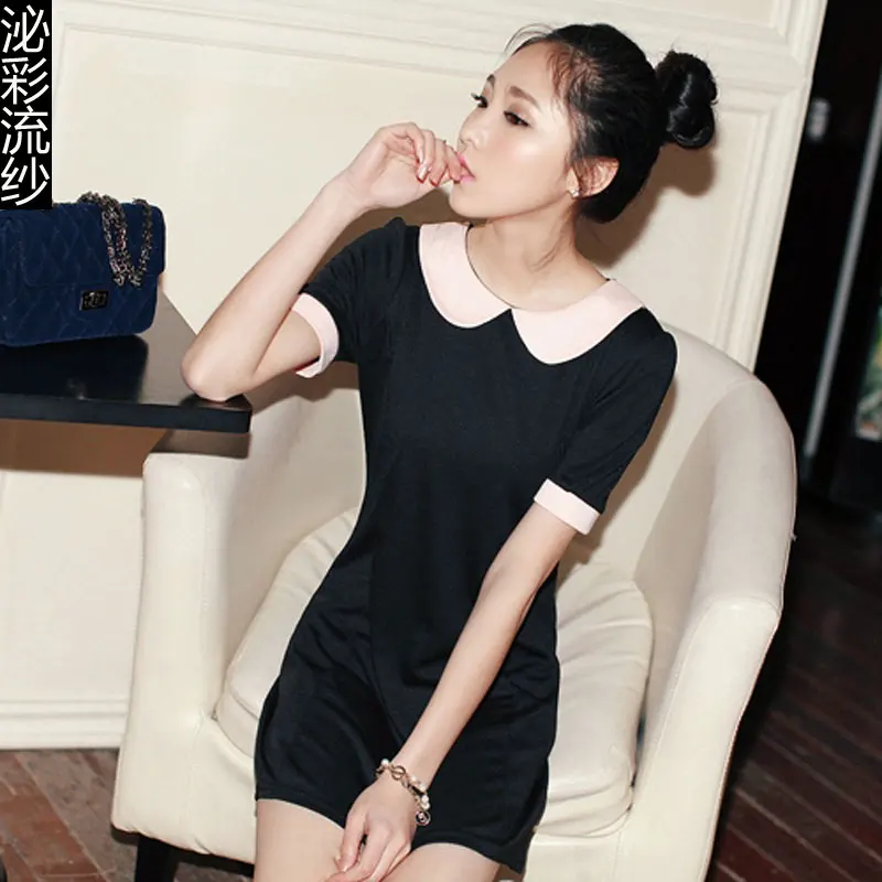 2014 fall fashion Korean Ladies doll collar short sleeved dress of self-cultivation backing | Женская одежда