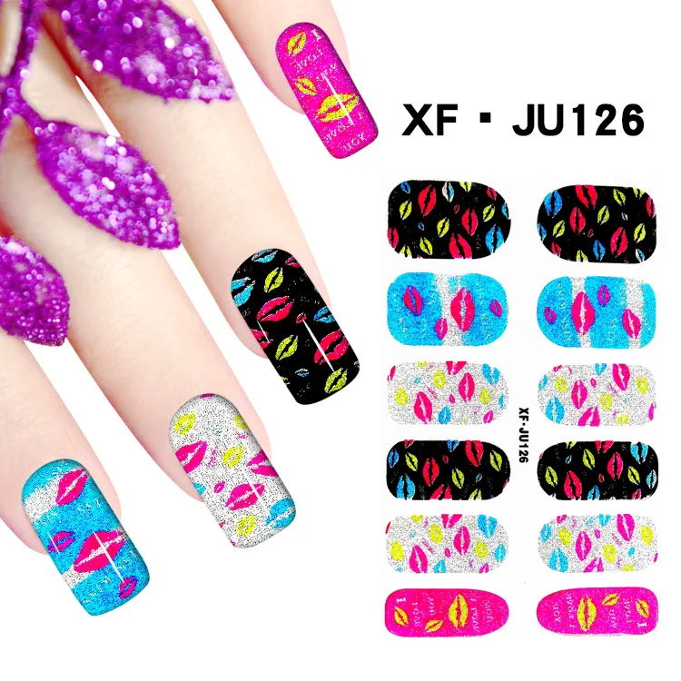 JU126 Lip Nail Stickers Nail Design 3D Nail Art Water Decals Adhesive