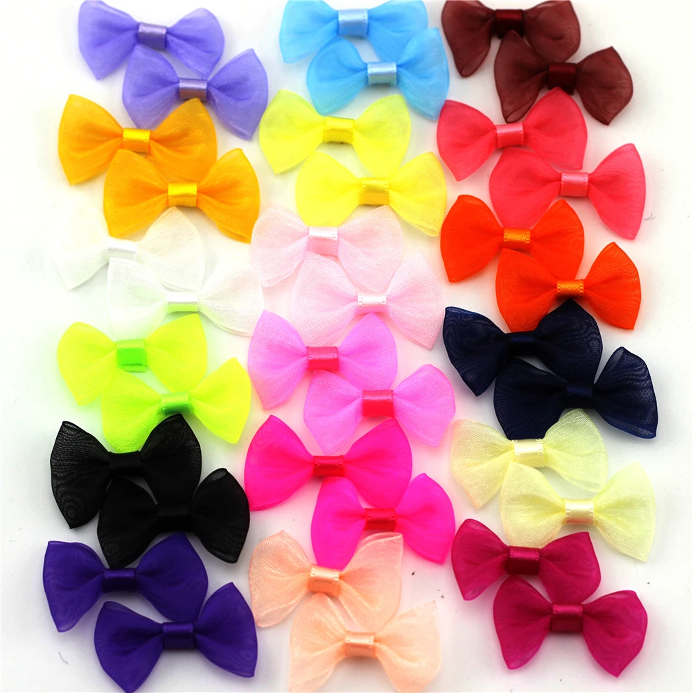 

50pcs DIY Mini Small mesh Ribbon Bowknot Craft ONLY BOW NO CLIPS DIY Bow Tie Wedding Decor Accessories Chiffon Mesh small Bow