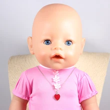Doll Accessories Lovely Enamel Red Heart Charm Necklaces Pendant Fit 43cm Doll Baby Born zapf Children