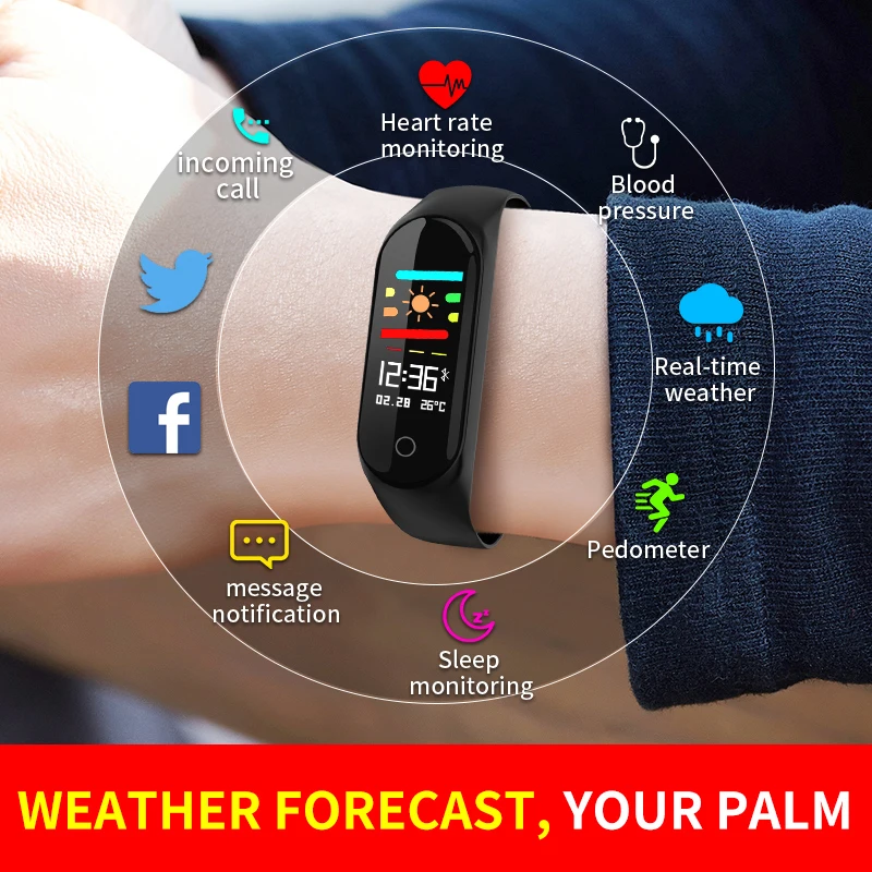 

SENSTHEN Activity Tracker Watches Color Screen Weather Forecast Blood Pressure Wristband Sport Smartband Fitness Bracelet
