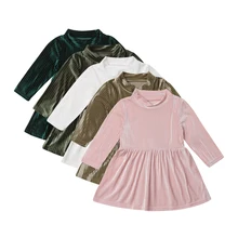 Лидер продаж, вельветовое платье для маленьких девочек Детские Вечерние платья с длинными рукавами платье-пачка для дня рождения