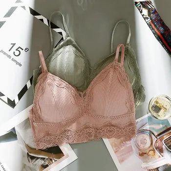 

Women Lace Padded Bralette Sexy Bra Cotton Lingerie Breathable Underwear Wireless Padded Seamless Bra