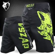 Тренировочные Шорты повседневные шорты беговые фитнес-шорты ММА флуоресцентные зеленые Волчья Голова печать логотип