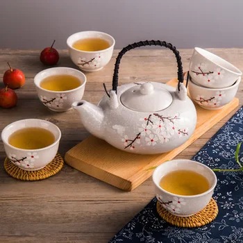 

A Pot of Six Cups Tea Set Snow Glazed Kung Fu Porcelana Tea Set Creative Tea Cup Tea Pot A