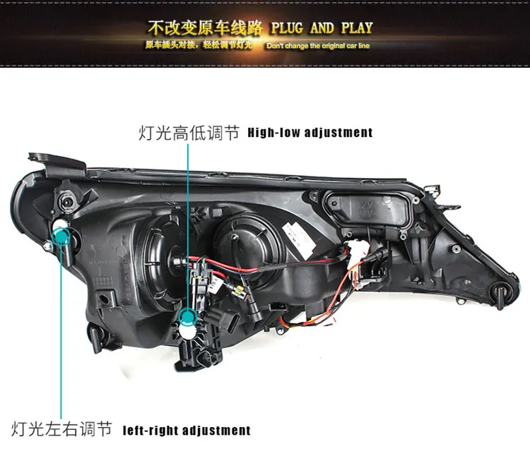 Автомобильный стильный светодиодный головной фонарь для Toyota RAV4 светодиодный фонарь 2013 для RAV-4 drl H7 hid Bi-Xenon Объектив Ангел глаз ближний свет
