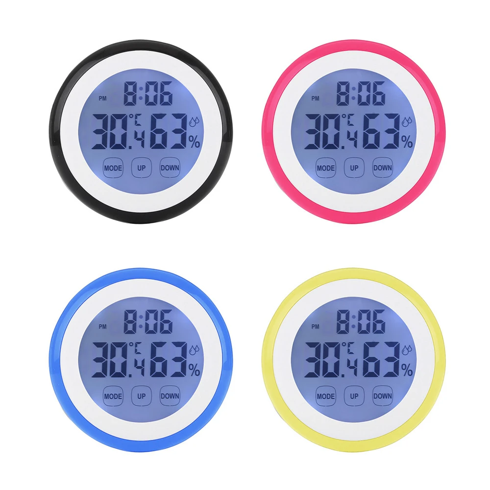 LCD retroiluminación relojes plástico Digital temperatura humedad tiempo función Mini Reloj de pared interior estación meteorológica medidor probador LCD retroiluminación relojes plástico Digital temperatura humedad tiempo función Mini Reloj de pared interior estación meteorológica medidor probador