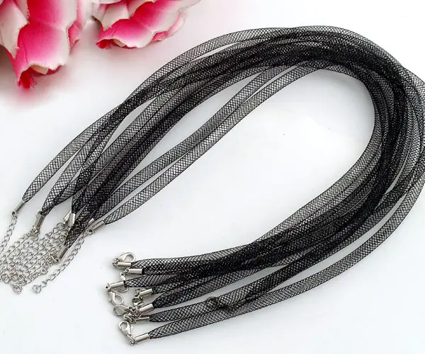 

De Bijoux Wholesale 100pcs Jewelry DIY Black Nylon Mesh Necklace Cord,Necklace Cord & Nylon Cord