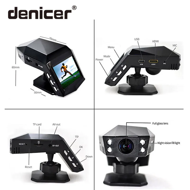 Denicer Full HD 1080P видеорегистратор с двумя объективами Novatek 96658 DVRS 170 градусов