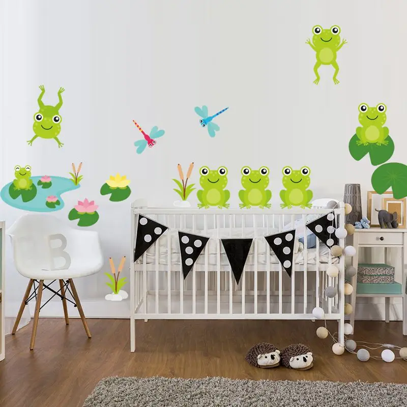 

Cartoon Frog Wall Sticker Poster Cute Ocean Animals Vinyl Wall Decals for Kids Bedroom Bathroom Waterproof Mural DIY Home Decor