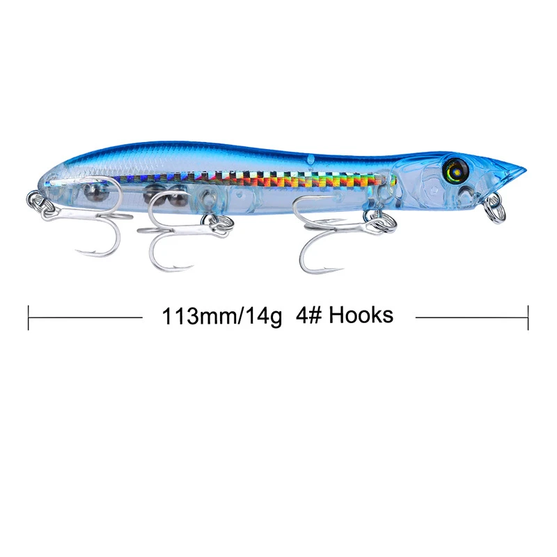 1pcs Topwater Snake Head Popper Fishing Lure 113mm 14g Plastic Hard Baits Lure Fishing Iscas Artificial Para Pesca