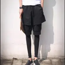 Горячая новые мужские модные повседневные штаны Поддельные culottes личности прилив парикмахера Штаны Slim корейской три костюмы с кюлотами