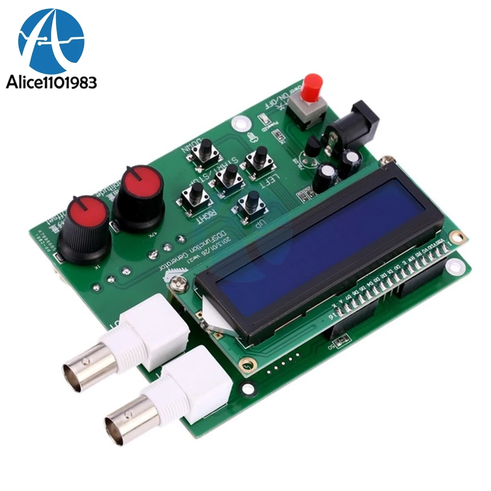 

DDS Function Signal Generator Digital 1602 LCD Display Board Frequency Meter Sine Square Sawtooth Triangle Wave DC 7v 9V Diy Kit