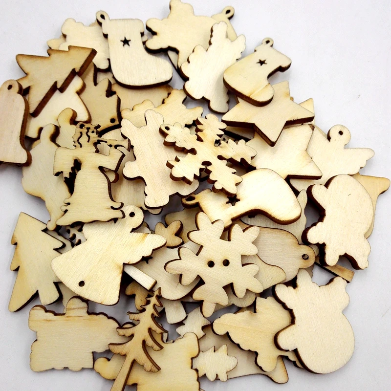 250pcs Assorted Wooden Tags Pieces Embellishment for DIY Party Wedding Decoration