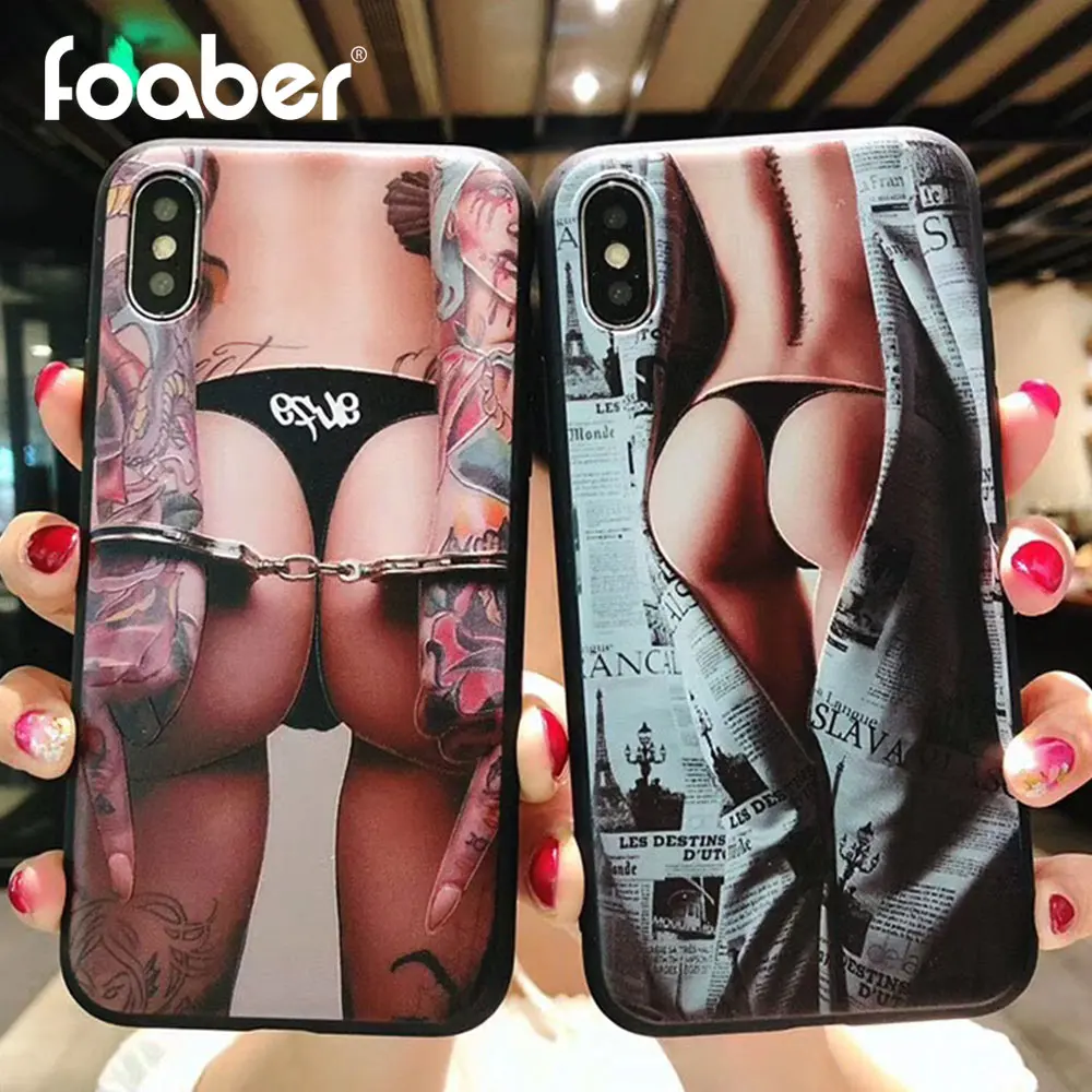 

Foaber For iPhone X Xs Max XrFashion Sexy Woman Phone Case Tattoo Thong Back Cover for iPhone7 8 Plus