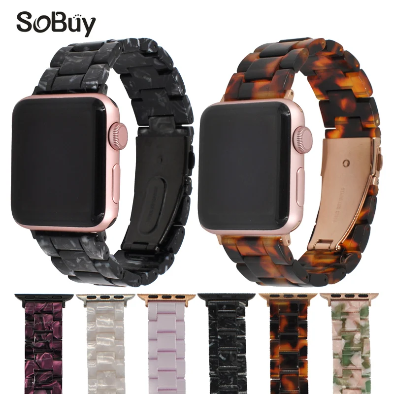 

So buy Resin watchband for apple watch for iwatch series 3/2/1 band 42mm Wriststrap vogue bracelet 38mm strap i watch Wrist belt