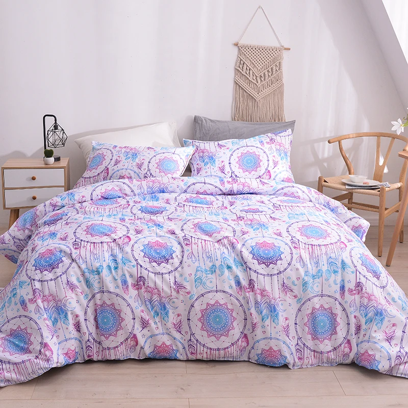 

Dreamcatcher Feathers Bedding Set Wind Chimes Birds Printing Duvet Cover Set Pillowcase King/Queen Bedroom Bed Linens Bedclothes