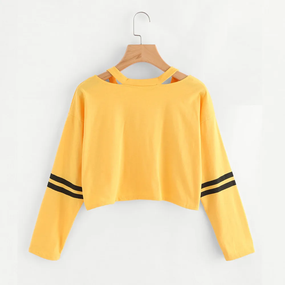 Женские свитшоты Толстовки желтый в полоску Горячая Обувь для девочек осень Пуловеры для женщин пикантные короткие корейский стиль толстовка felpe tumblr#11