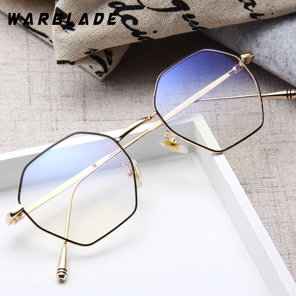WarBLade 2018 Hexagon glasses Women Luxury Design Metal Eyewear Female