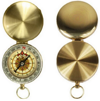 

20 Pcs/lot Outdoor Camping Hiking Compass Portable Brass Pocket Watch Style Copper Noctilucent Compass Navigation EDC Tool