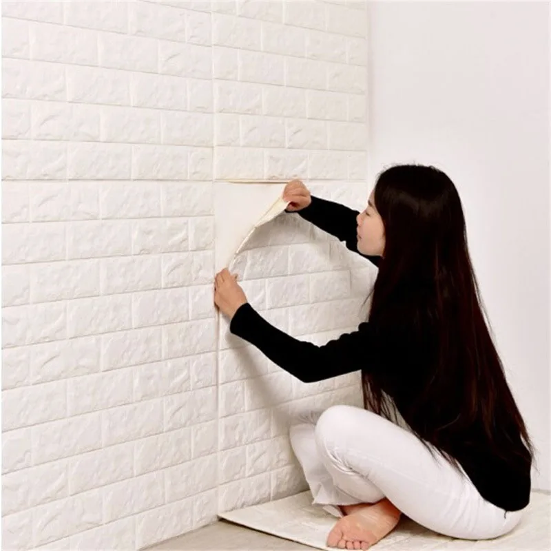 

3D Embossed Brick Wall Stickers DIY Foam Waterproof Self-adhesive Wall Sticker For Living Room Kitchen TV Backdrop Decor 60*30CM