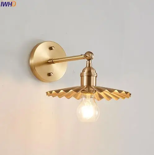 IWHD Lámpara LED de pared nórdica, accesorios de cobre de latón,  iluminación para el hogar, luces de pared modernas simples, candelabro de  cabecera para sala de estar y dormitorio|Lámparas LED de pared