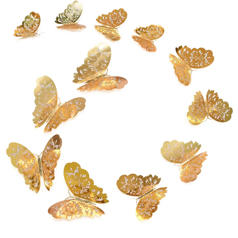 12 шт./лот 3D полые бабочки настенные Стикеры для домашнего декора DIY бабочки на холодильник наклейки для украшения комнаты вечерние свадебные Декор - Цвет: B04