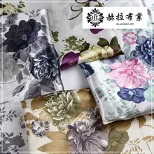 Tissu de Satin imprimé fleuri de tissu Vintage bon marché pour la robe de couture et le mouchoir L18