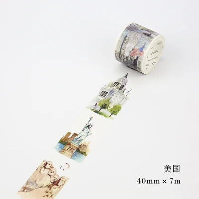 

3cm 7m 1 pcs Sketching all over the world theme in Thailand design washi tape Adhesive DIY Scrapbook Masking decor