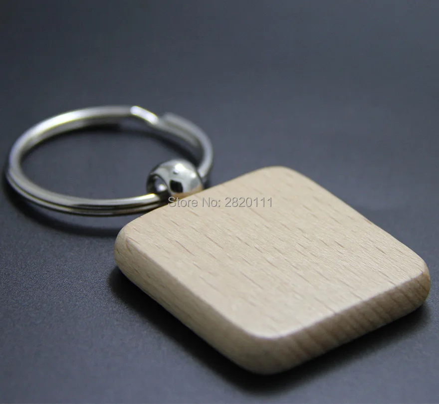 

Wholesale 50pcs Blank Square Wooden Key Chain DIY Promotion Customized Key Tags Promotional Gifts - Free Shipping