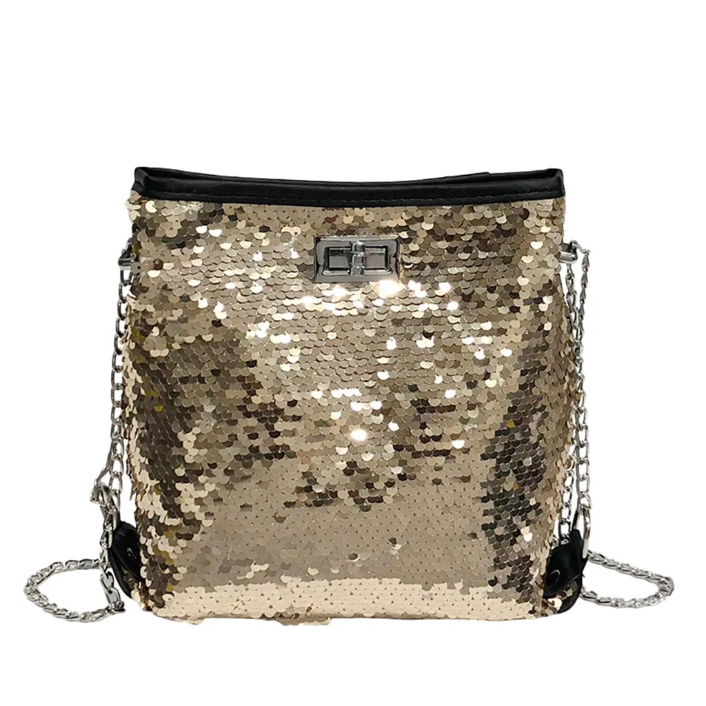 

xiniu Women Shoulder Bag With Pu Leather Fashion Sequins Solid Color Wild Chain Bucket Shoulder Messenger Bag Bolsa Feminina New