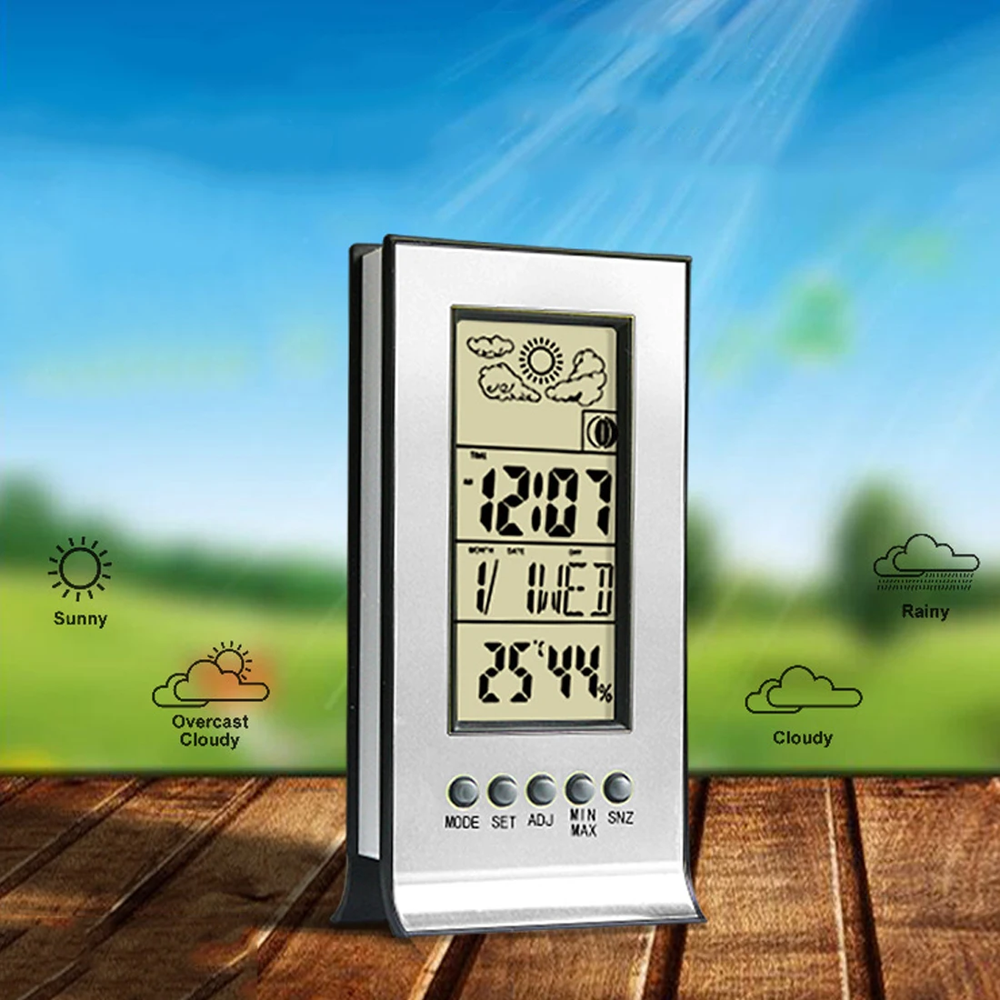 

1PC Calendar Temperature Records Wireless Weather Station with Wireless Sensors Meteo Station Thermometer Hygrometer Alarm Clock