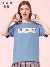 SEMIR 2019 moda Harajuku camiseta mujer letra impresa Hip Hop camiseta algodón cuello redondo manga corta estilo coreano tops Tee(China)