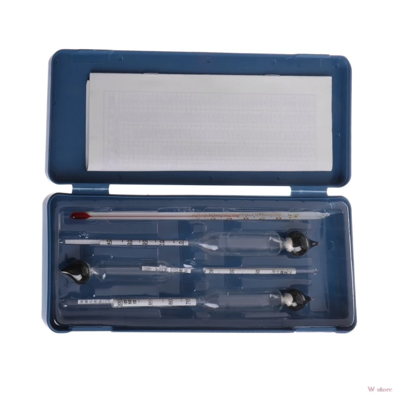 

2018 3 Pcs 0-100% Hydrometer Alcoholmeter Tester Set Alcohol Meter + Thermometer W-store Oct16-D
