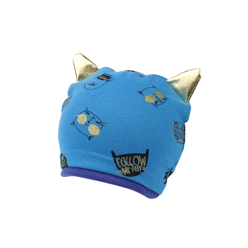 Cat Cartoon Baby Hat With Ears Cotton Soft Infant Beanie Spring Cute Print Baby Hat For Girls New Toddler Hat Baby Boys Clothing (19)
