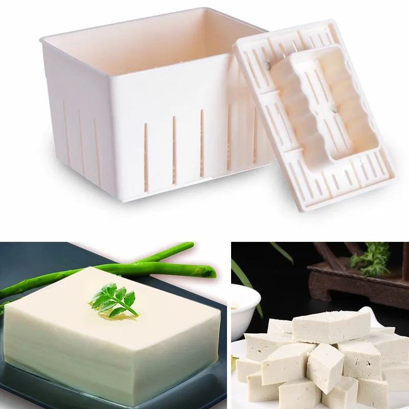 OLOEY DIY Plastic Tofu Press Mould Homemade Tofu Mold Soybean Curd Tofu Making Mold with Cheese Cloth Kitchen Cooking Tool Set